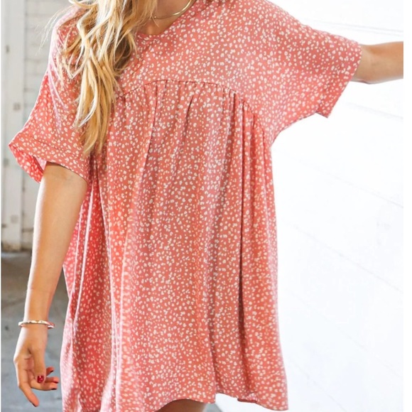 WOMENS BOUTIQUE DOTTED ANIMAL PRINT DOLMAN WOVEN POCKETED DRESS - Picture 5 of 6